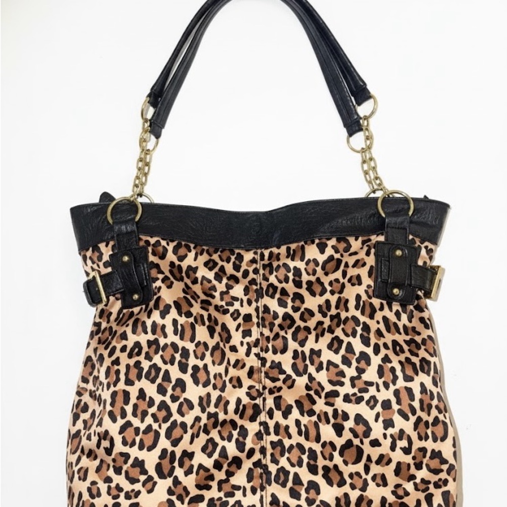 Christian Siriano Leopard Print Tote with Black and Gold Accents